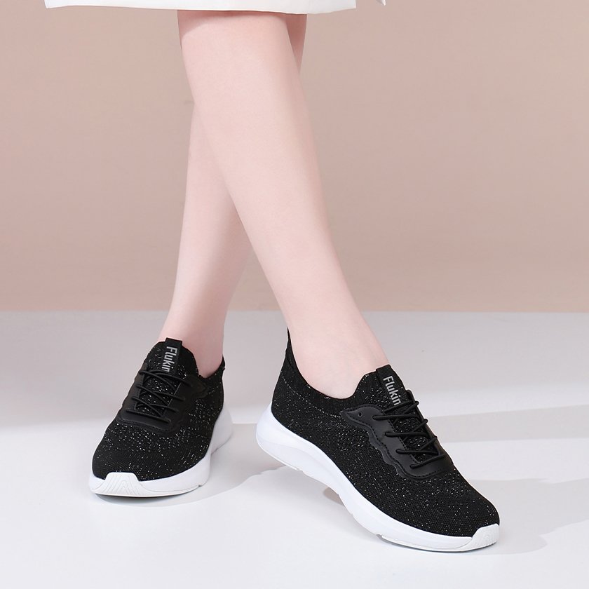 10 Flukin 【黒色】スリッポン 立ちながら履ける 通気性抜群 軽量 疲れにくい EVAクッションソール 健歩シューズ - Image 4