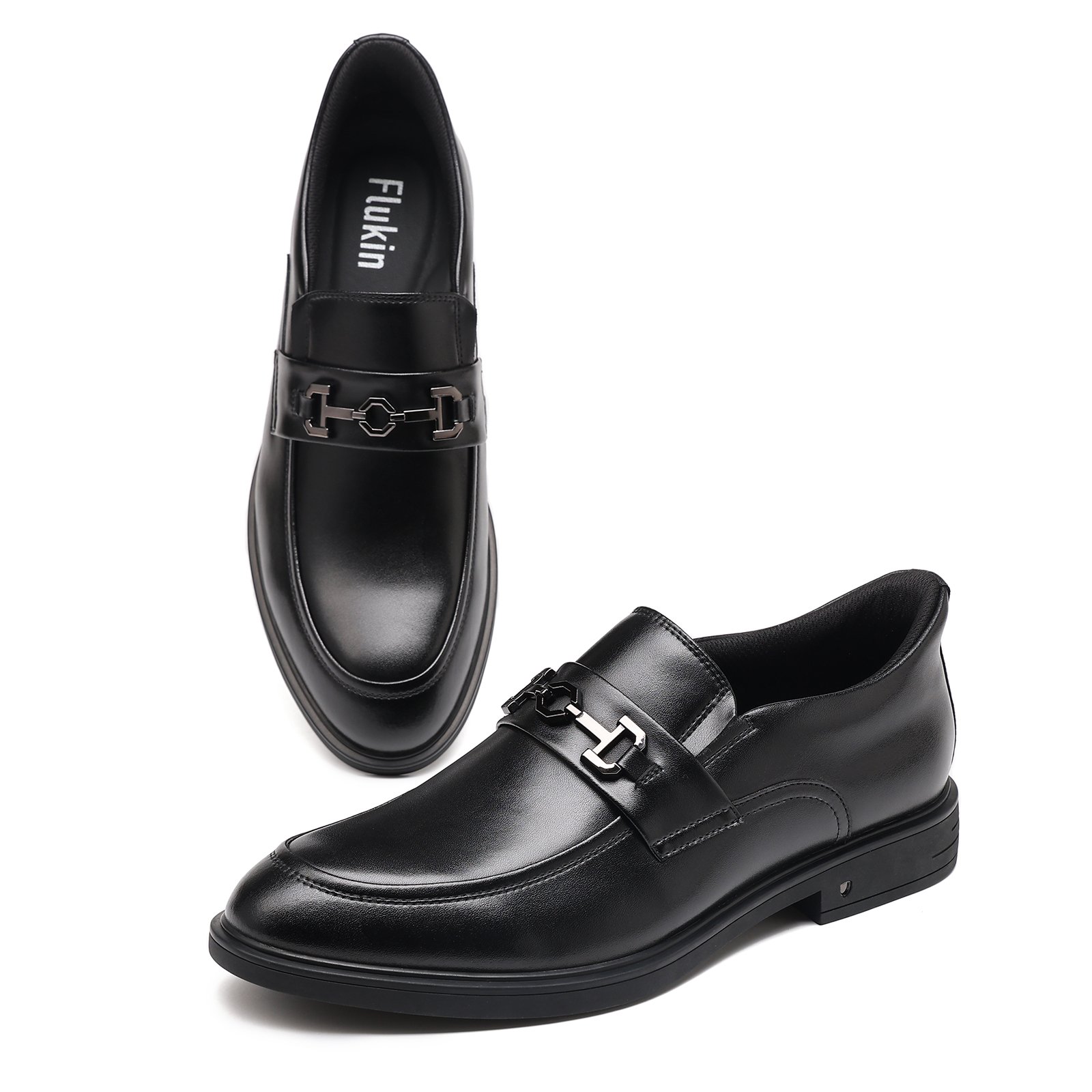 12 Flukin「スリッポン」革靴 メンズ ビジネスシューズ ドレスシューズ 高級紳士靴 軽量 防水 フォーマル 通勤 高級レザー - Image 2