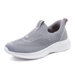 Flukin 軽量ウォーキングシューズ スリッポン 立ったまま履ける 滑り止め 膝の負担を軽減 ニット素材 紐なし 脱ぎ履きしやすい 手を使わず履ける 通勤 歩きやすい 春 秋 夏