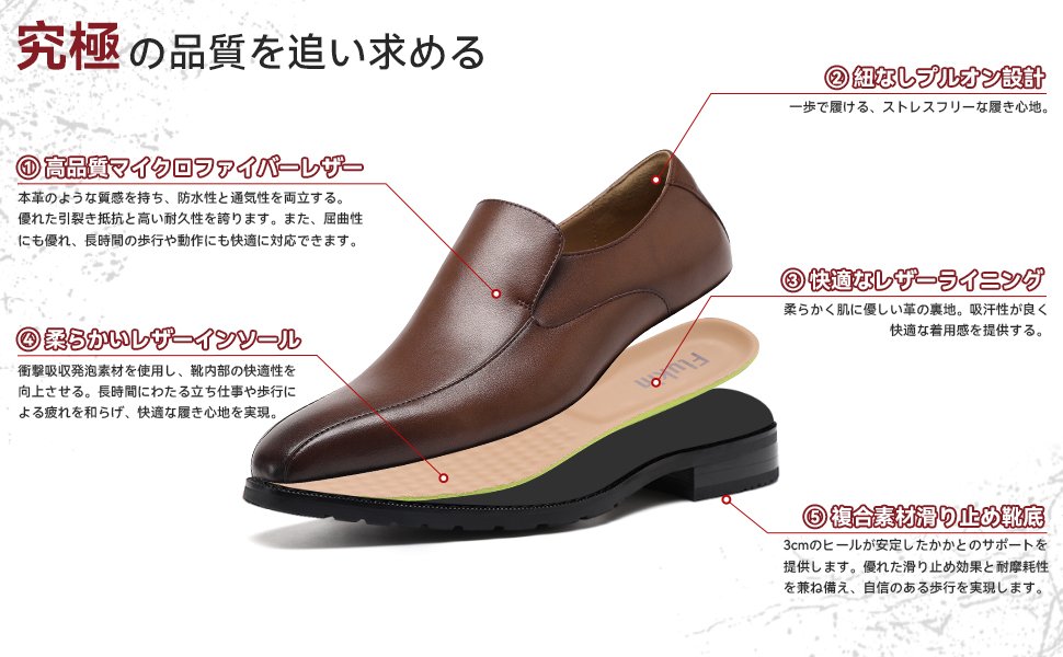 6 Flukin メンズ ビジネスシューズ【高級紳士靴】ドレスシューズ 防水仕様 軽量設計 防滑底 通気性 ウォーキング対応 フォーマル 歩きやすい - Image 16