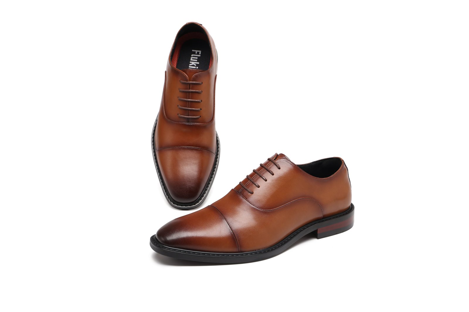 A52A1437 Flukin 防水ビジネス革靴|3E幅広・通気性抜群・滑り止め|疲労軽減クッション搭載 スーツに映える正装シューズ - Image 2