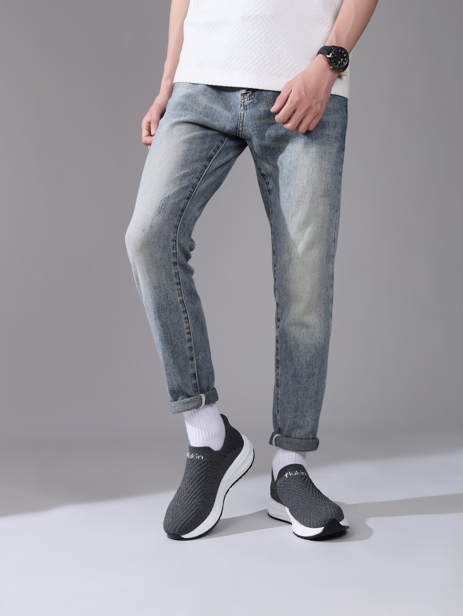 A52A2318 Flukin スリッポン【立ったままスッと履ける ウォーキングシューズ メンズ 快適 紐なし 通勤 歩きやすい 立ち仕事 軽量 カジュアル - Image 8