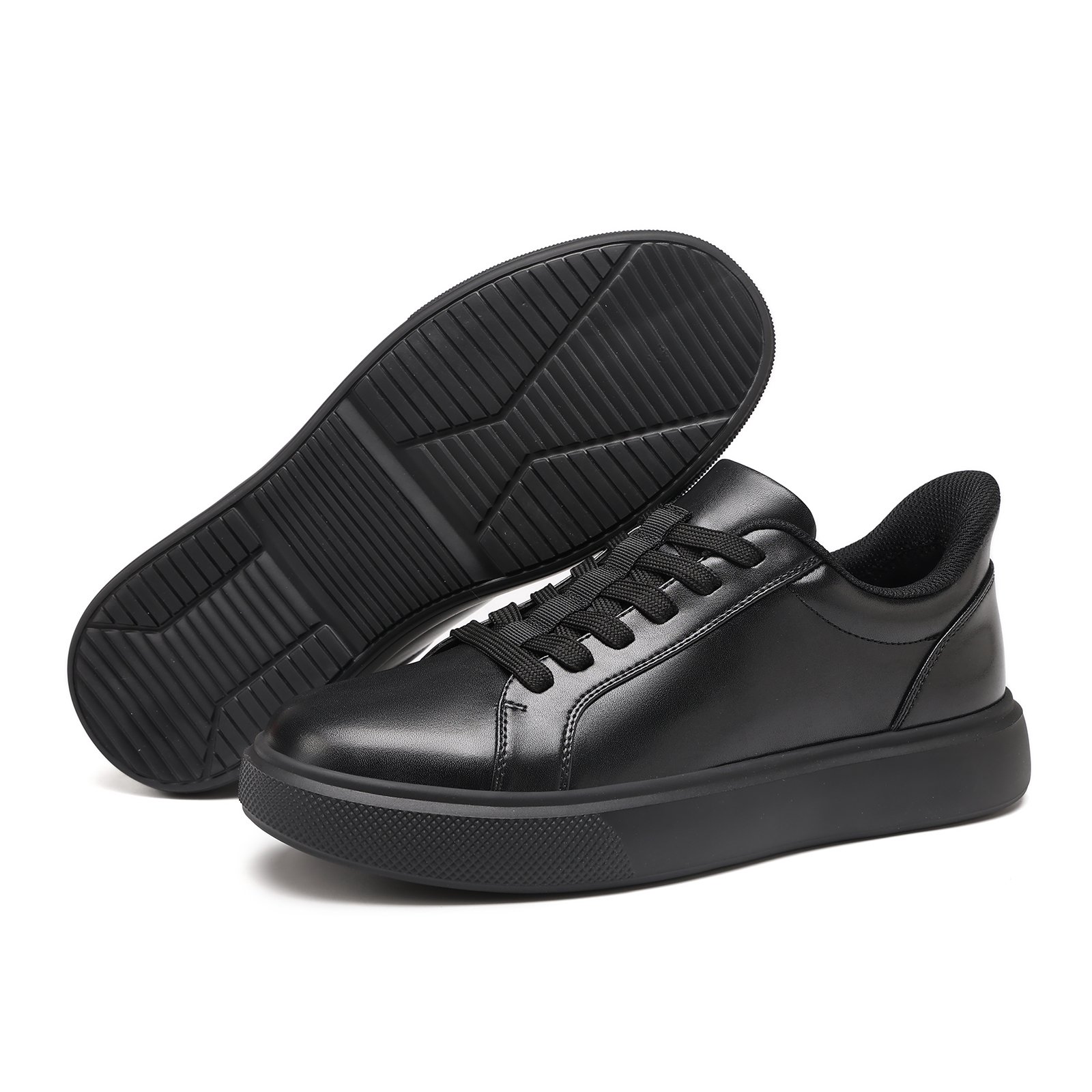 12 Flukin ビジネススニーカー メンズ レザースニーカー メンズ スリッポン ハンズフリー 革靴風 立ったまま履けるスニーカー 軽い 歩きやすい 滑りにくい 90日保証付き スニーカー 黒 白 通勤 大人カジュアル - Image 2