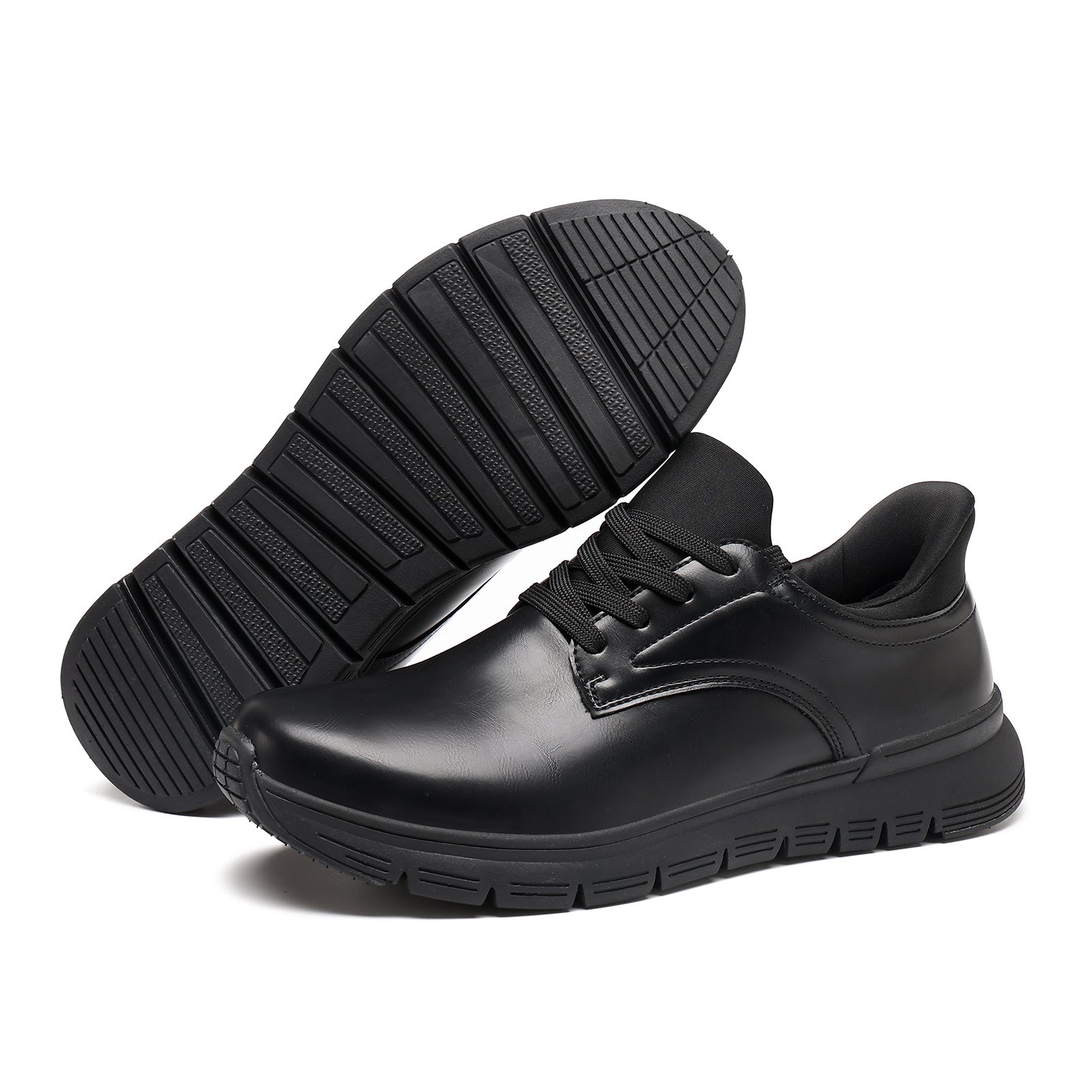 14 Flukin スニーカーメンズ 革靴 レザー スリッポン メンズ スニーカー ハンズフリー 立ったまま履ける 軽い 通気 幅広 防水 滑り防止 サッと脱ぎ履き 歩きやすい 疲れにくい 革靴 通勤 通学 立ち仕事 ギフト プレゼント - Image 2