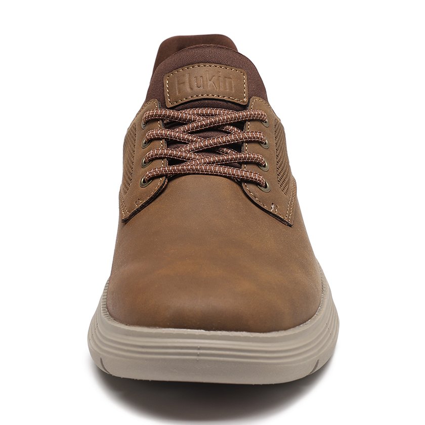 19 Flukin スリッポン スニーカー ハンズフリー靴 メンズ 男 ブラウン ウォーキングシューズ 厚底 スリップインズ 防水 通気 軽量 幅広 革靴 通勤 通学 立ち仕事 親孝行ギフト プレゼント 履きやすい 歩きやすい 疲れにくい - Image 4