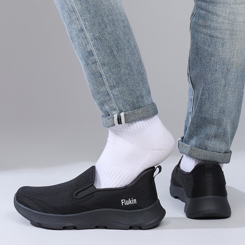 2 Flukin スリッポン 健歩シューズ スニーカー ハンズフリー靴 ローファー メンズ 男 ベージュ 上履き 軽量 幅広 通気 衝撃吸収 ウォーキング 疲れにくい 立ったまま履ける 滑り止め 紐なし 仕事 ギフト 履きやすい 春 夏 秋 - Image 8