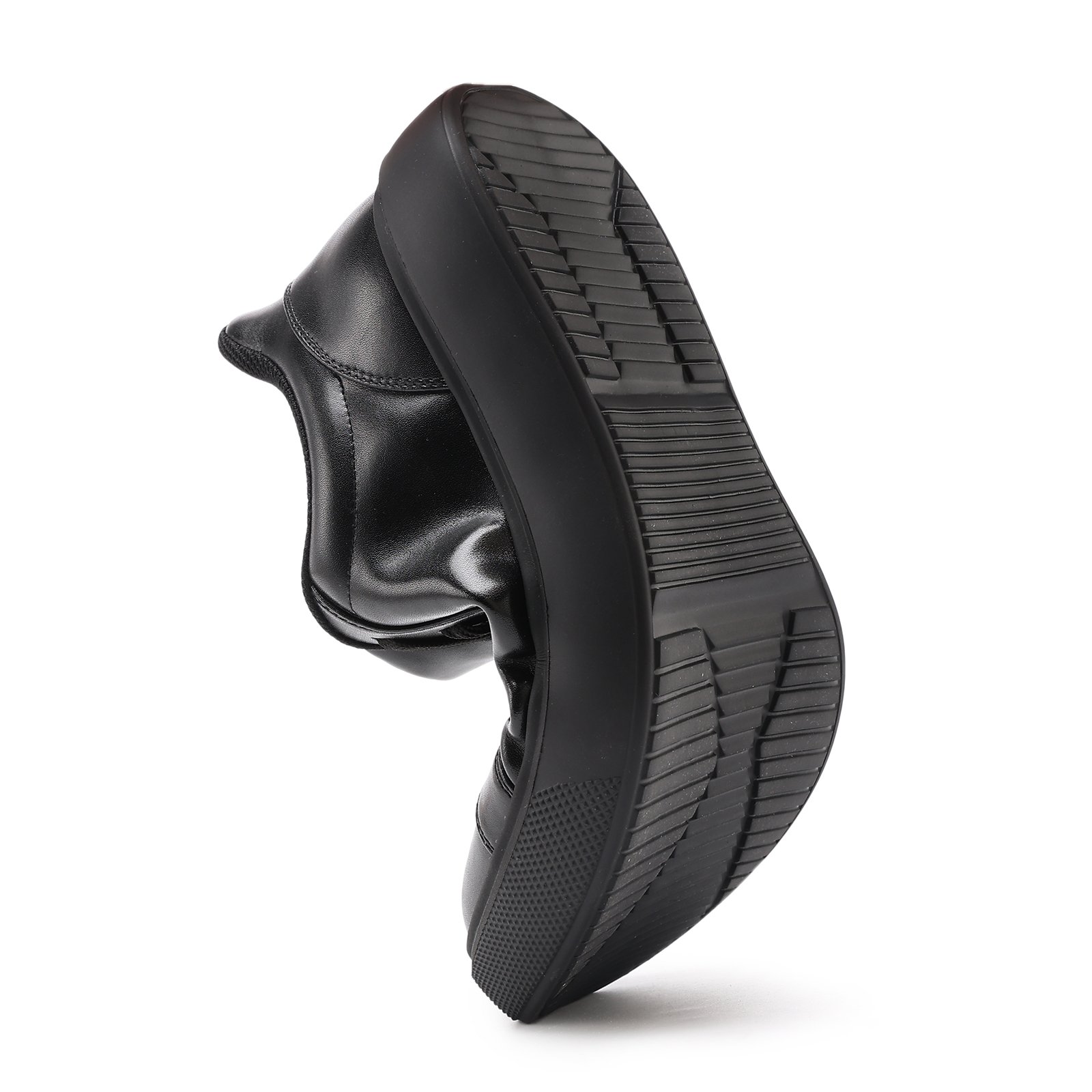 21 Flukin ビジネススニーカー メンズ レザースニーカー メンズ スリッポン ハンズフリー 革靴風 立ったまま履けるスニーカー 軽い 歩きやすい 滑りにくい 90日保証付き スニーカー 黒 白 通勤 大人カジュアル - Image 5