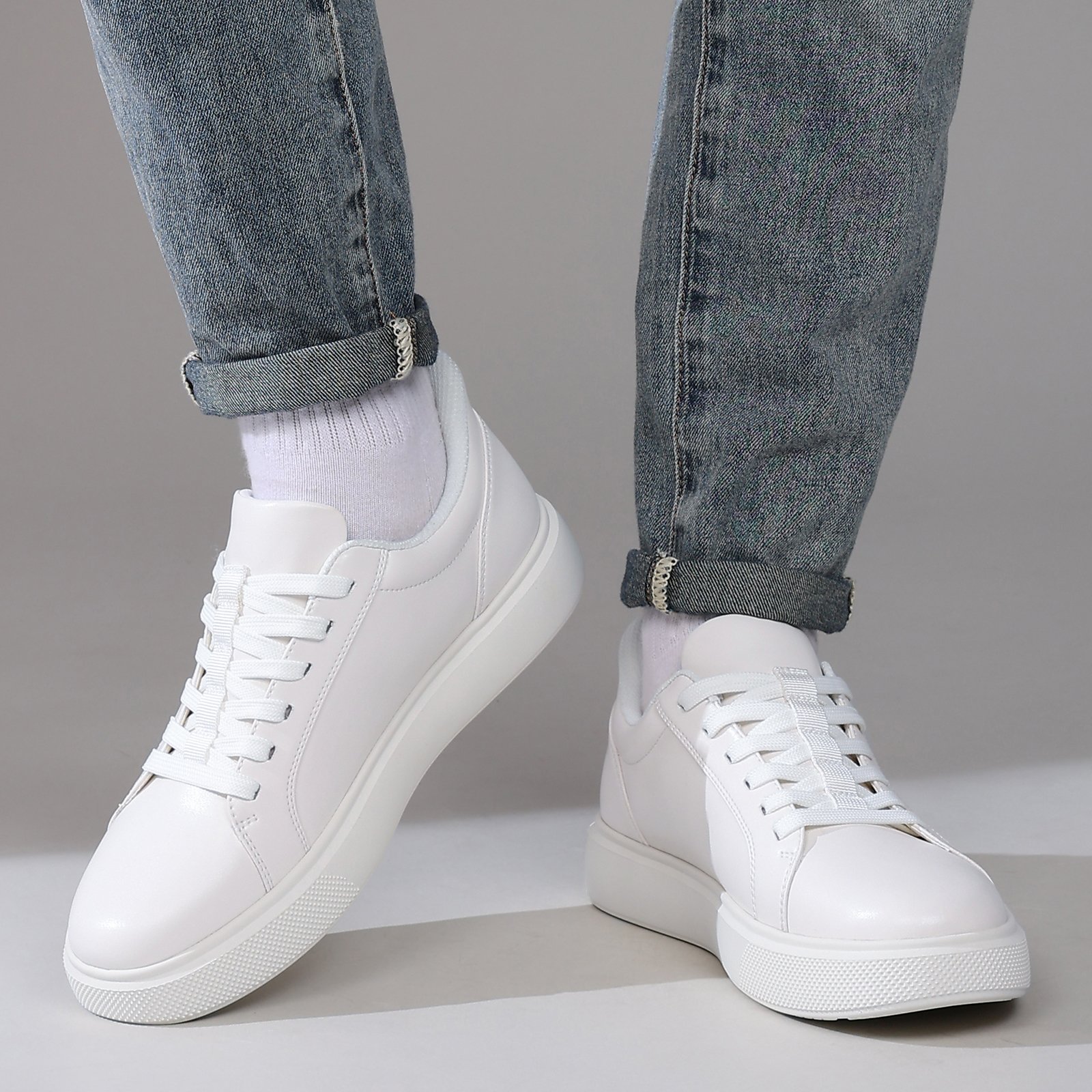 22 Flukin ビジネススニーカー メンズ レザースニーカー メンズ スリッポン ハンズフリー 革靴風 立ったまま履けるスニーカー 軽い 歩きやすい 滑りにくい 90日保証付き スニーカー 黒 白 通勤 大人カジュアル - Image 6