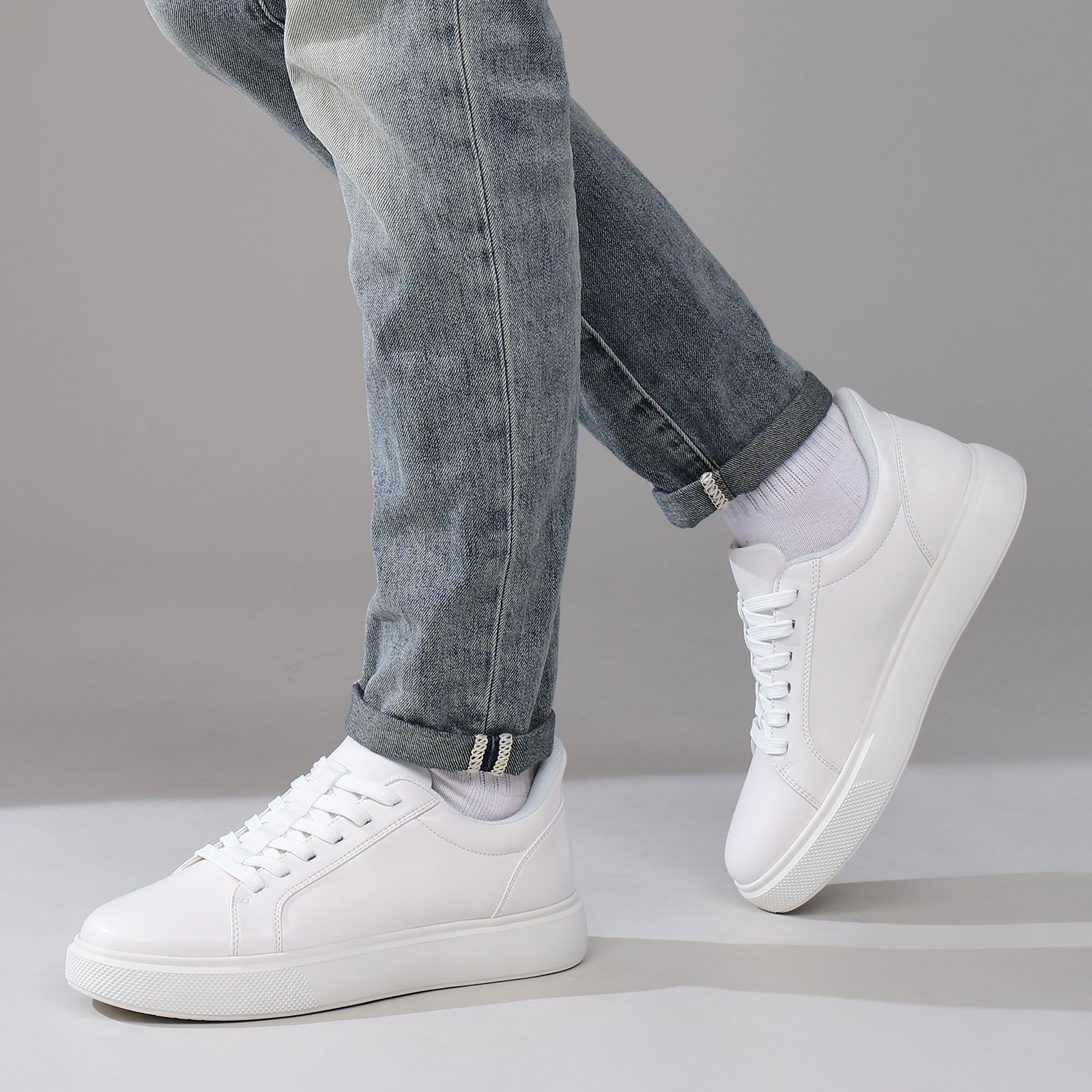 24 Flukin ビジネススニーカー メンズ レザースニーカー メンズ スリッポン ハンズフリー 革靴風 立ったまま履けるスニーカー 軽い 歩きやすい 滑りにくい 90日保証付き スニーカー 黒 白 通勤 大人カジュアル - Image 7