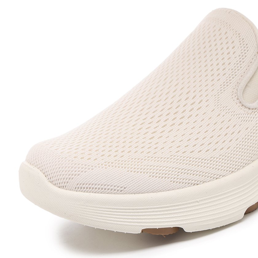 24 Flukin スリッポン 健歩シューズ 白スニーカー ローファー レディース 女 ハンズフリー靴 上履き ベージュ 軽量 幅広 通気 衝撃吸収 ウォーキング 疲れにくい 立ったまま履ける クッション性 滑り止め 仕事 履きやすい 通気性 春 夏 秋 - Image 3