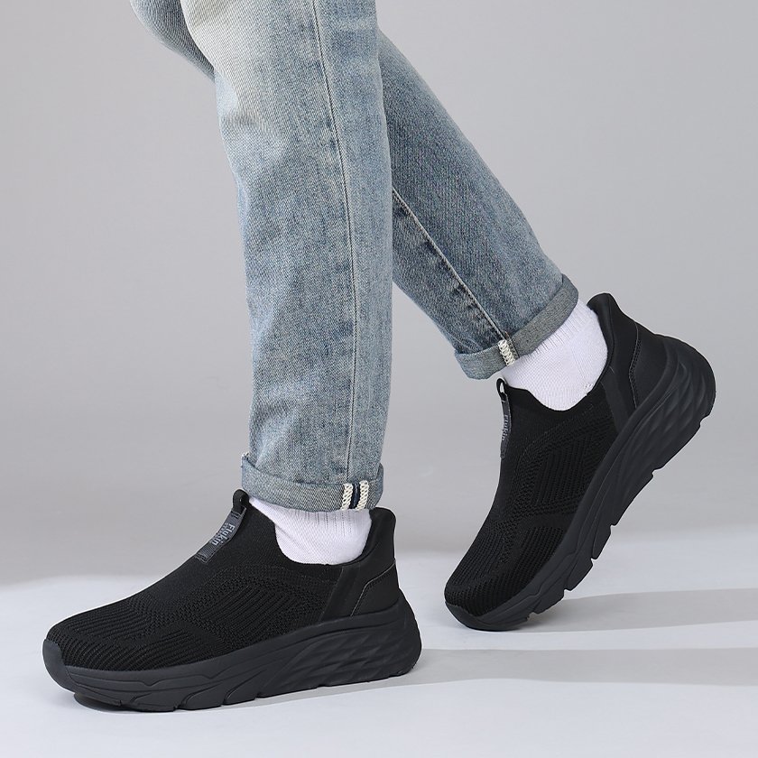 3 Flukin スリッポン 厚底 スニーカー ハンズフリー靴 健歩シューズ メンズ 男 幅広 軽量 通気 衝撃吸収 ウォーキング トレーニングシューズ ジム 立ち仕事 通勤 通学 旅行 立ったまま履ける 滑り止め ニット素材 紐なし ギフト 運動靴 - Image 8