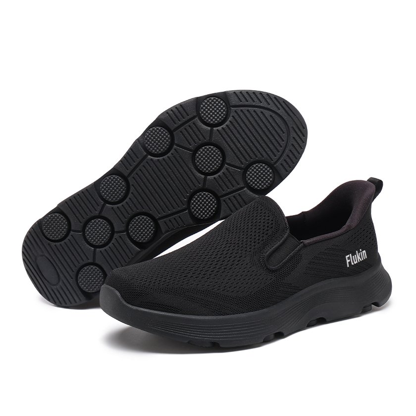 41 Flukin スリッポン 健歩シューズ スニーカー ハンズフリー靴 ローファー メンズ 男 ベージュ 上履き 軽量 幅広 通気 衝撃吸収 ウォーキング 疲れにくい 立ったまま履ける 滑り止め 紐なし 仕事 ギフト 履きやすい 春 夏 秋 - Image 2