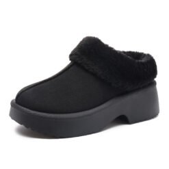 Home Flukin ムートンブーツ ショートブーツ 厚底 身長アップ レディース スエード スリッポン ミニ丈 裏ボア 裏起毛 防寒 保温 軽量 あったか スノーシューズ もこもこ 暖かい 歩きやすい 春 秋 冬用