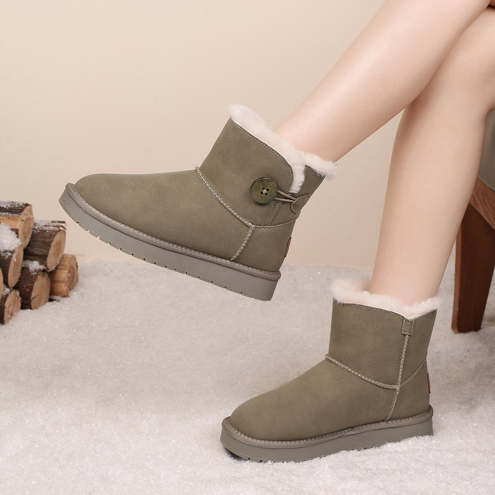 19 Flukin ムートンブーツ レディース 冬 スノーブーツ レディースブーツ 送料無料 防寒 ファーブーツ ムートン 保温 もこもこ ボア ふわふわ レディースショート 裏起毛 冬 雪靴 通学 防水 滑らない 女靴 90日保証付き ギフト 通勤 通学 旅行 散歩 (复制) - Image 10