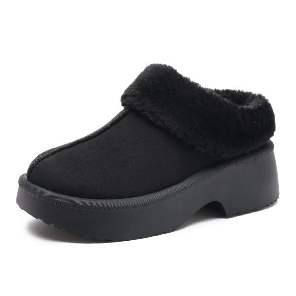 Flukin ムートンブーツ ショートブーツ 厚底 身長アップ レディース スエード スリッポン ミニ丈 裏ボア 裏起毛 防寒 保温 軽量 あったか スノーシューズ もこもこ 暖かい 歩きやすい 春 秋 冬用