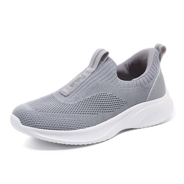 Flukin 軽量ウォーキングシューズ スリッポン 立ったまま履ける 滑り止め 膝の負担を軽減 ニット素材 紐なし 脱ぎ履きしやすい 手を使わず履ける 通勤 歩きやすい 春 秋 夏