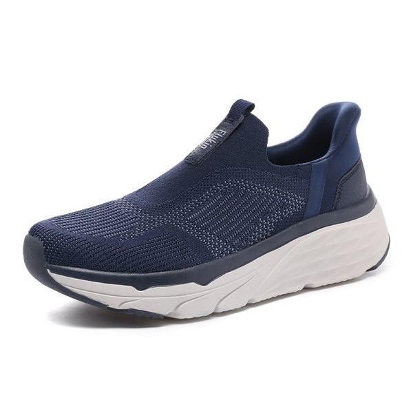 Flukin スリッポン 厚底 スニーカー ハンズフリー靴 健歩シューズ メンズ 男 幅広 軽量 通気 衝撃吸収 ウォーキング トレーニングシューズ ジム 立ち仕事 通勤 通学 旅行 立ったまま履ける 滑り止め ニット素材 紐なし ギフト 運動靴
