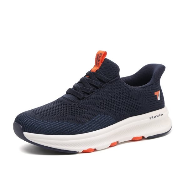 Flukin 【スリッポン 健歩シューズ】メンズ 軽量ウォーキングシューズ　 スリッポン 軽量 通気 立ったまま履ける 膝の負担を軽減 メッシュ素材 紐なし StepInGo 脱ぎ履きしやすい 手を使わず履ける 通勤 歩きやすい プレゼント 春 秋 夏